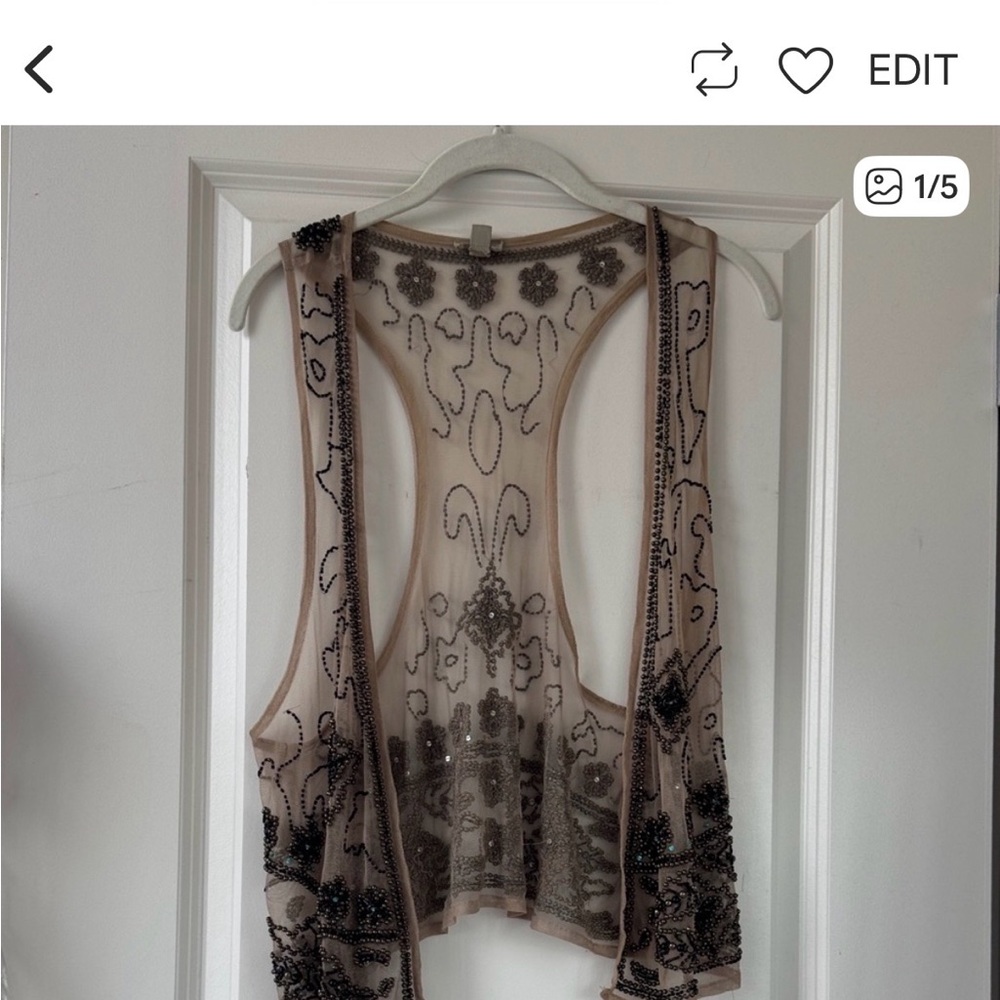 Sheer Beaded Sleeveless Top